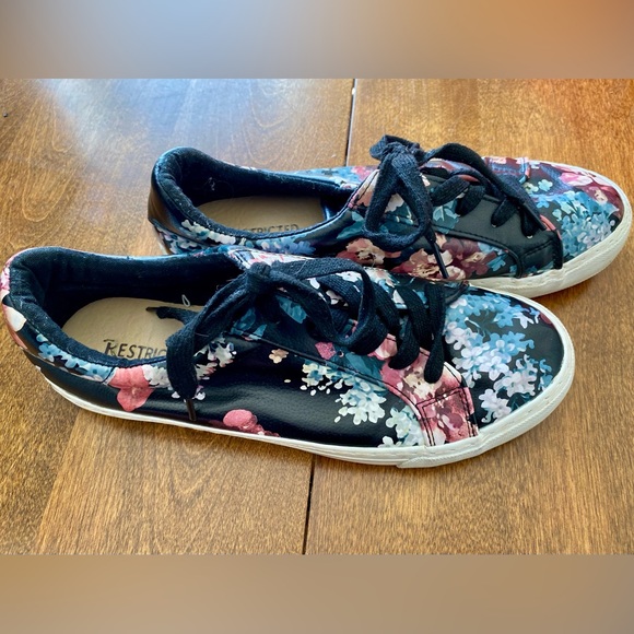 Restricted Shoes - Restricted Black and Pink Floral Sneakers
